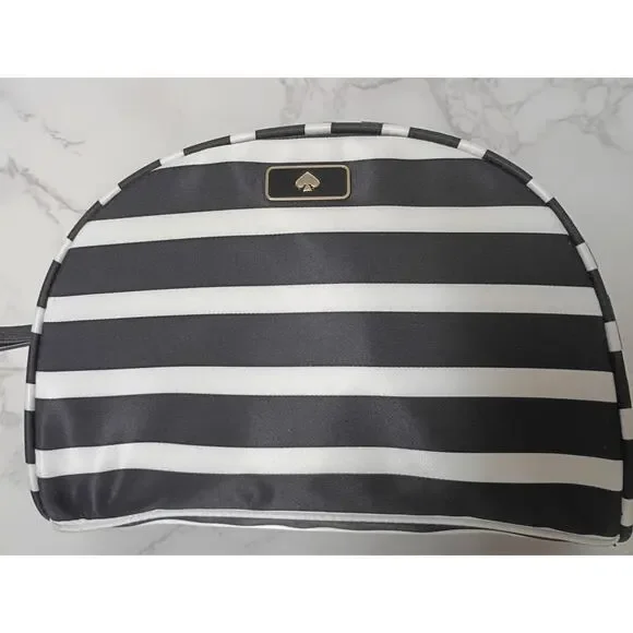 KATE SPADE Dawn Black & White Sailing Stripe Dome Cosmetic Bag - NWOT