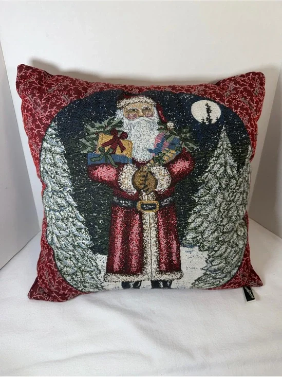 Santa Tapestry Christmas Holiday Decorative 17'x17