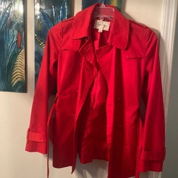 Banana republic red jacket, size small, 100% cotton. Lining is 100% acetate.