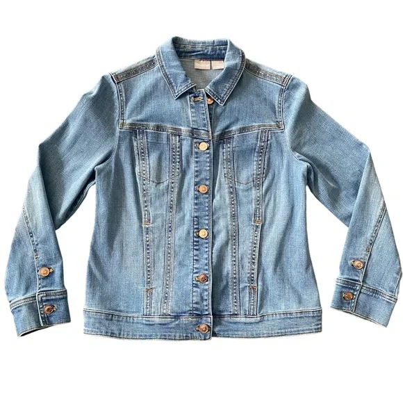 Chico’s Light Wash Jean Jacket Small 4-6
