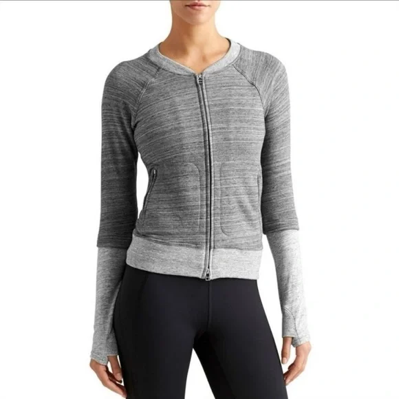 ATHLETA x Derek Lam IOC Women's Zip Up Sweater Thumb Holes Gray Sz XS