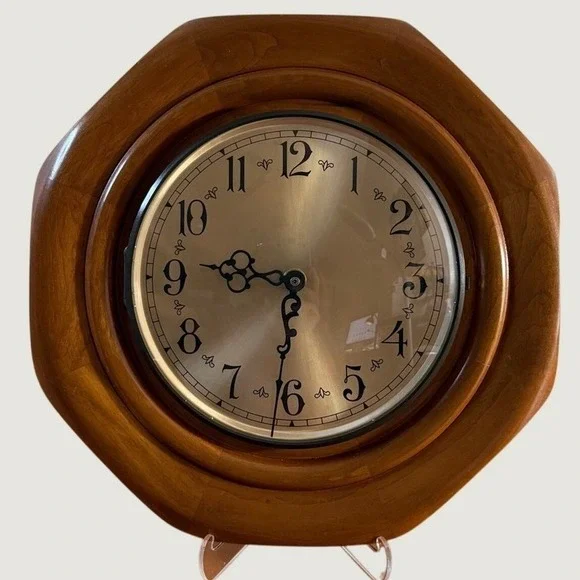Jim Hatch Originals Handcrafted Wood Wall Clock Octagon Hinged Glass 12.5