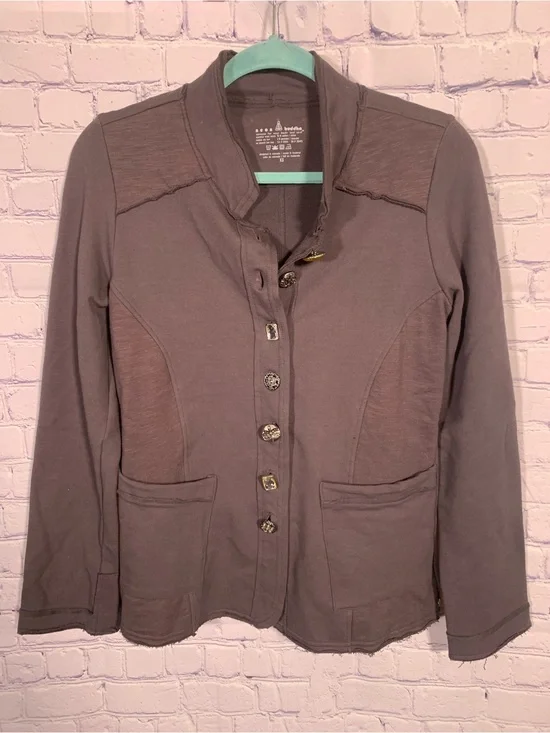Neon Buddha Womens Military Artsy Button Front Jacket Blazer Brown Size S Casual