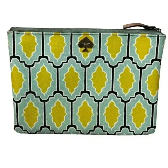 Kate Spade Women's Geometric Clutch Wristlet Blue Green Bag