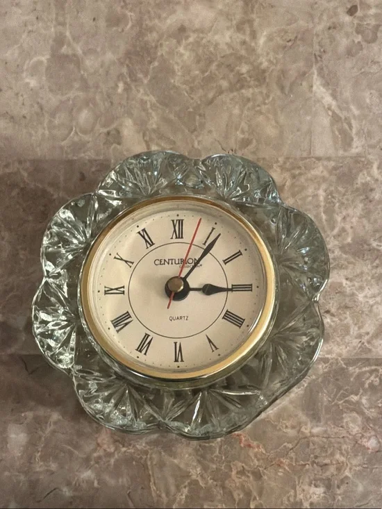 Clear Crystal Floral Mantel Clock - Clear