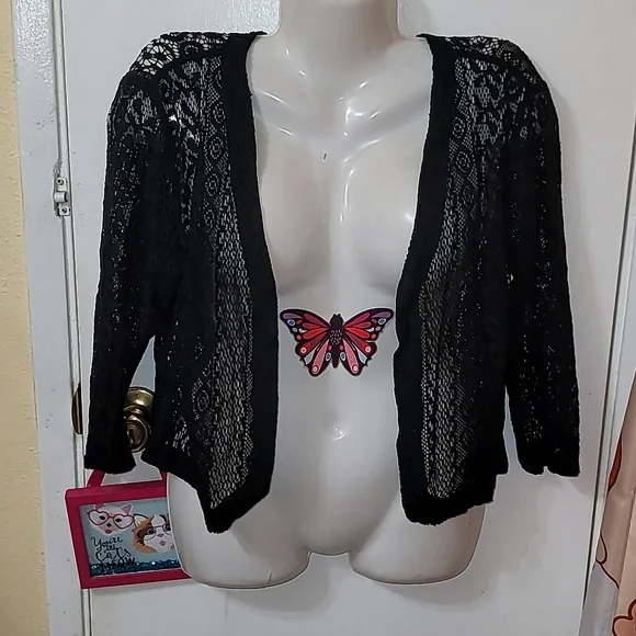 Parsley And Sage cardigan new open front lace semi sheer