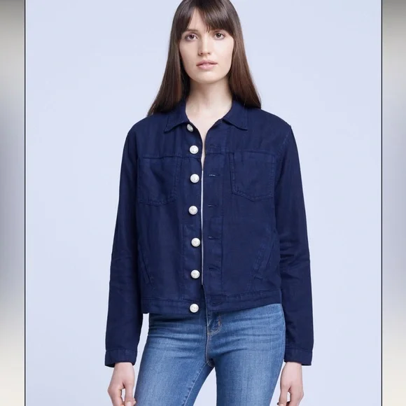 L’AGENCE Celine Linen Jacket -Marine