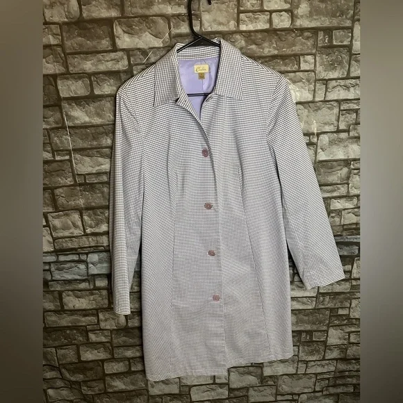 Caslon Plaid Long Rain Coat Size Small