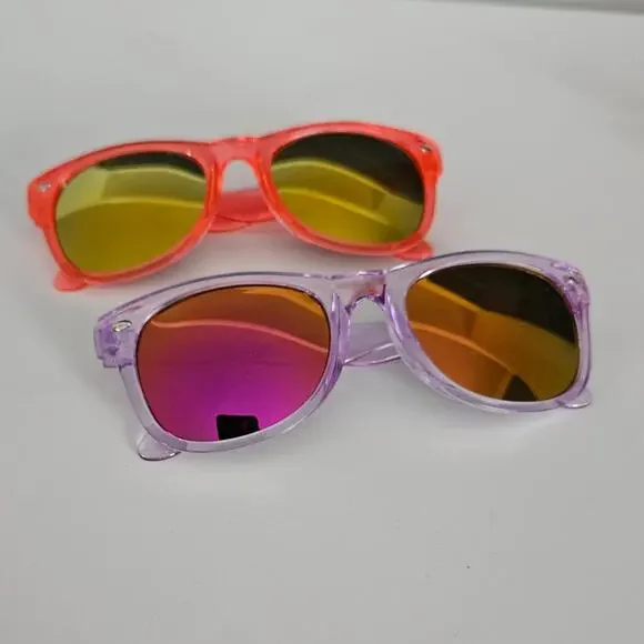 Kids Purple and  and Watermelon Pink Neon Sunglasses Bundle