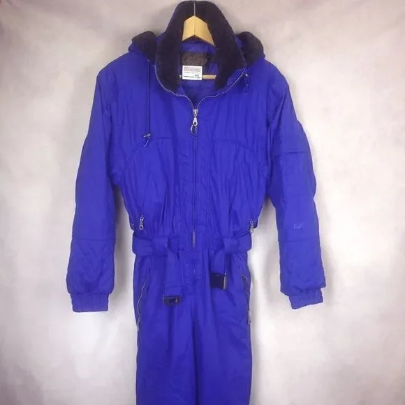 Vintage Collini One Piece Purple Snowsuit Ski Jumpsuit Size 8
