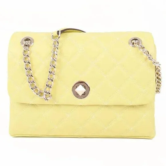 Kate Spade Natalia Smooth Leather Medium Flap Shoulder Bag Frosty Lime