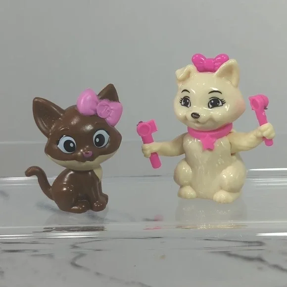 Barbie Pets Cats Lot of 2 Gymnastic Cat Missing Ribbons