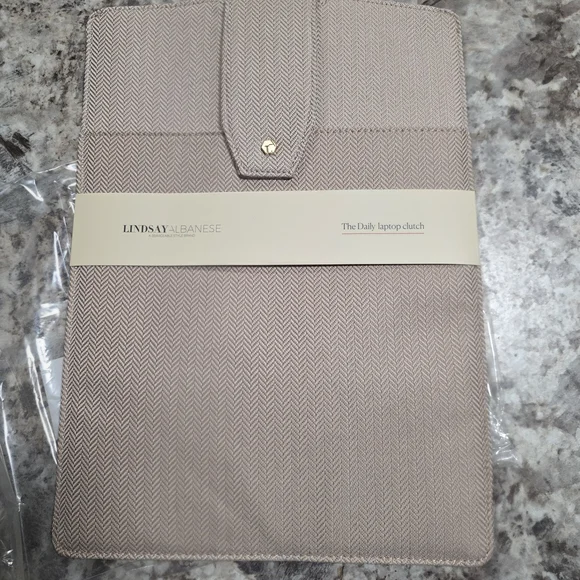 Lindsay Albanese Beige Laptop Clutch Limited Edition