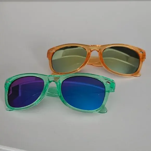 Kids Green and Orange Neon Sunglasses Bundle