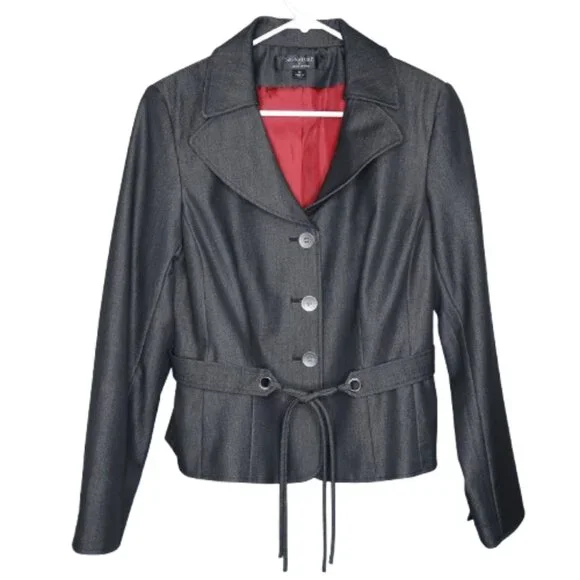Signature by Larry Levine Black Fitted Lined Career Blazer - 10