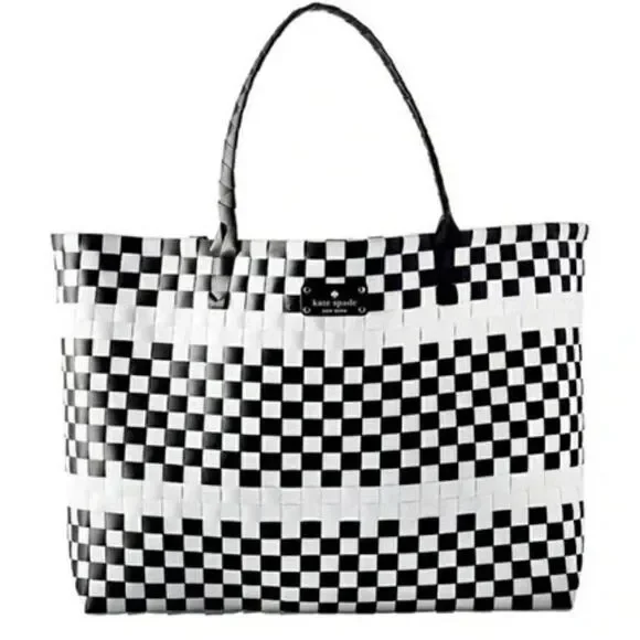 Kate Spade Large Black/White Woven Tote Bag