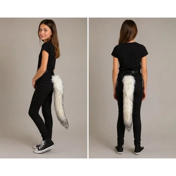 Animal Furry Long White Tail Cosplay Costume Unisex 21