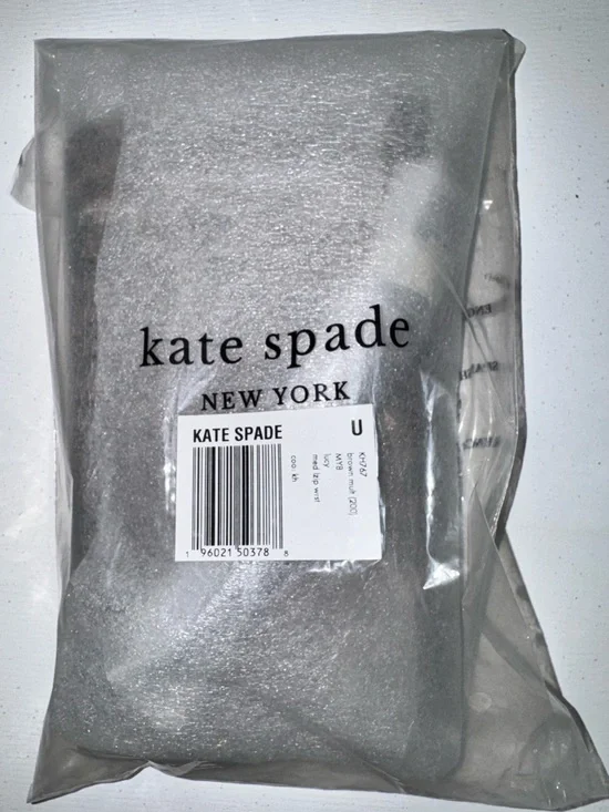 Kate Spade Lucy LZip Leopard Print Wristlet in Brown and Black - NWT
