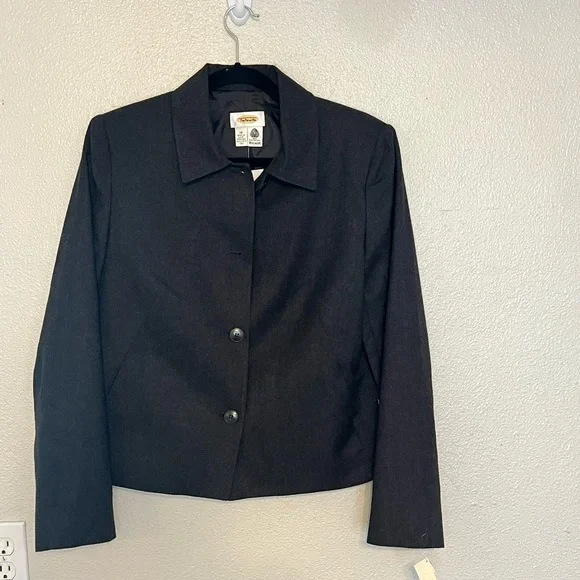 Talbots 100% wool dark grey blazer NWT vintage size 10