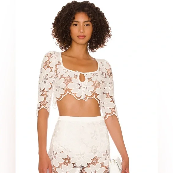 For Love & Lemons MALIKA CROP TOP. White. Size XS. New with Tags.
