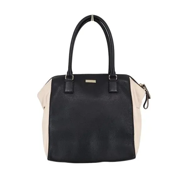 Kate Spade Ollie Magnolia Park Two Tone Leather Black Cream Handbag Satchel