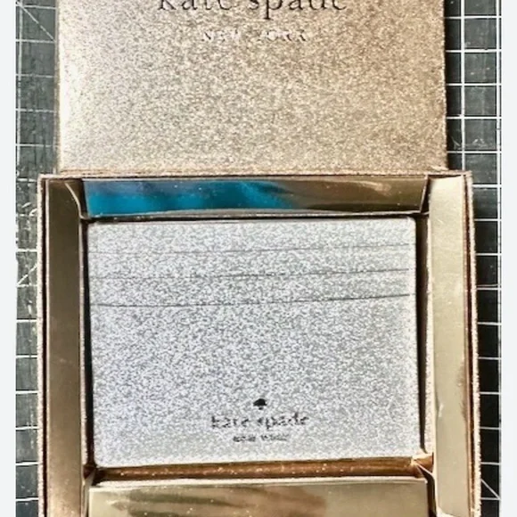 NWT Authentic Kate Spade Small Glitter Slim Cardholder Gold MSRP $99