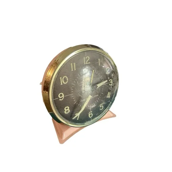 Vintage PINK Westclox Alarm‎ Clock Metal  Wind-up Made in USA