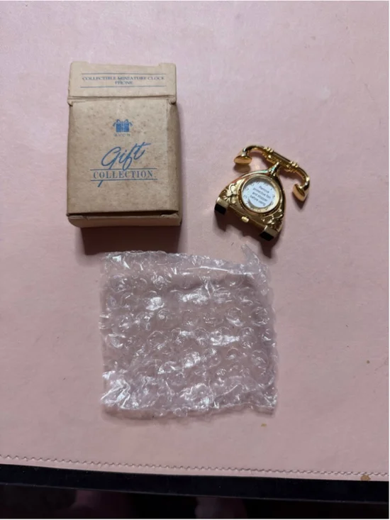 Avon Gold Tone Miniature Phone Clock