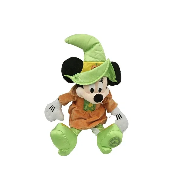 Disney Store Minnie Mouse Halloween Witch Plush Green‎ Hat Orange Dress 18