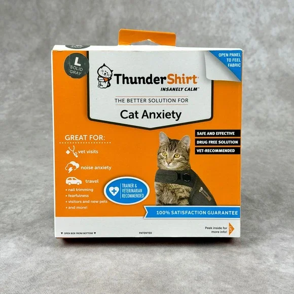 ThunderShirt for Cat Anxiety Calming Vest Solid Gray Size Large