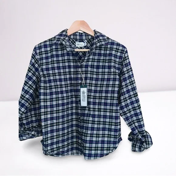 Alpine Design Womens Size‎ XS MidWeight Plaid Flannel Navy Cream Timberline