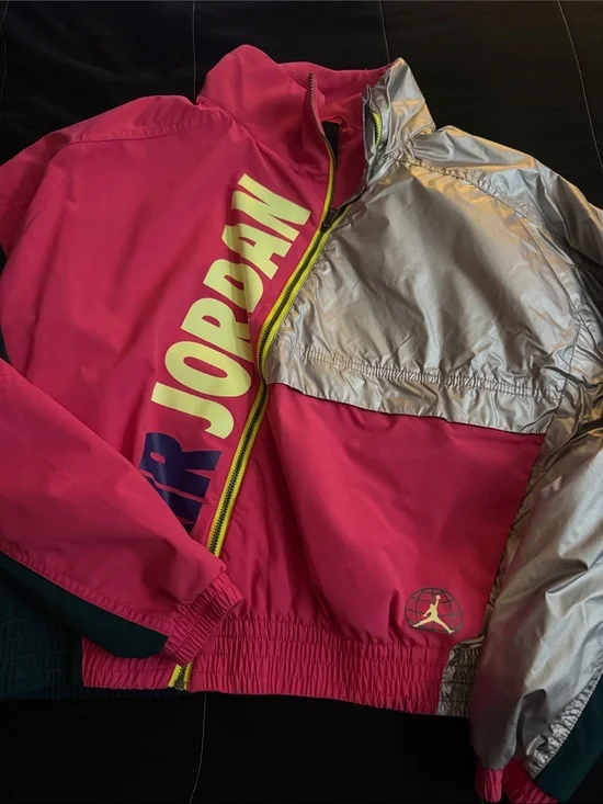 Jordan Pink and Silver Jacket with Yellow Accents