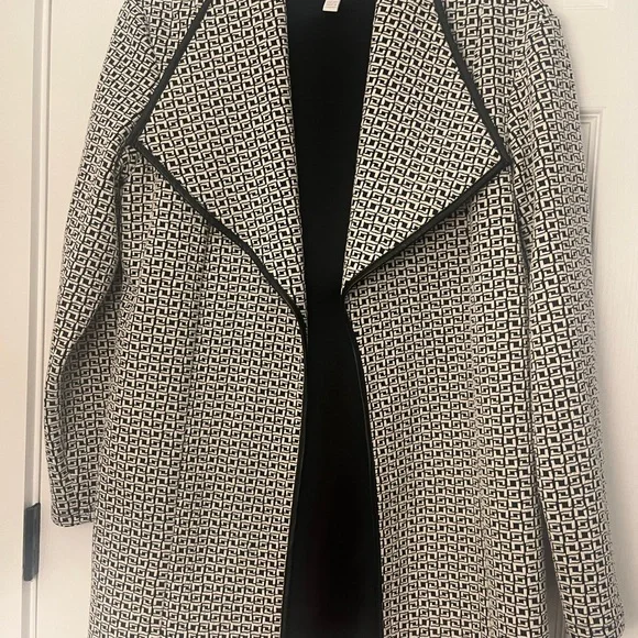 Scapa Lauren-Perre Black & Ivory Geometric Open Front Jacket – Size XL