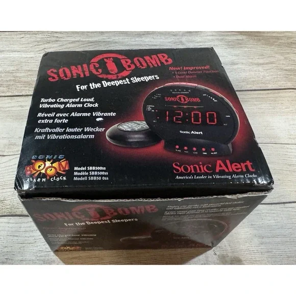 Sonic Alert Sonic Bomb SBB500SS Dual Alarm Vibrating Bed Shaker Clock New in Box