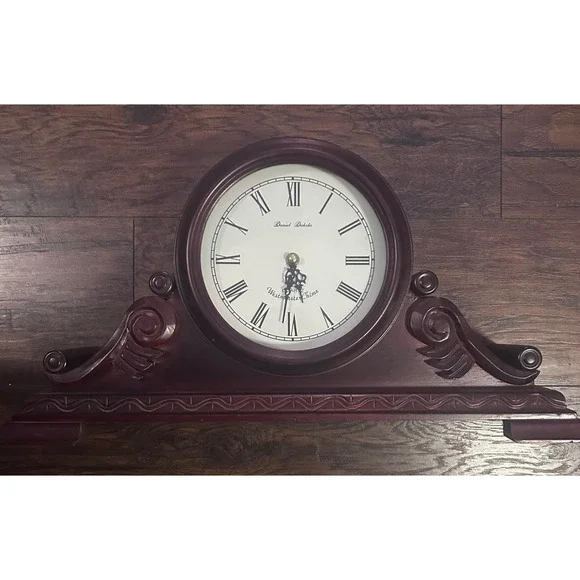 Daniel Dakota Westminster Chime Table Clock Burgundy Wood Finish‎ Decor
