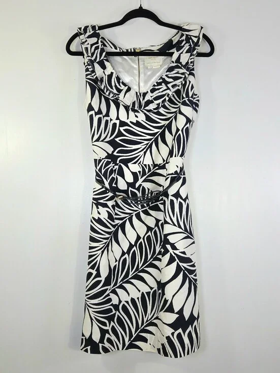 KATE SPADE NEW YORK STELLA 100% SILK RUFFLE SHEATH DRESS.