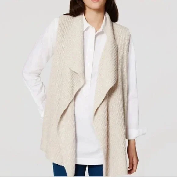 Loft Cream/Beige Knit Sweater Vest - Size Small
