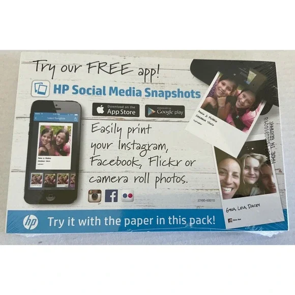 HP Social Media Snapshots Photo Paper 4x6 Advanced Glossy Sticky Back 25 Sheets