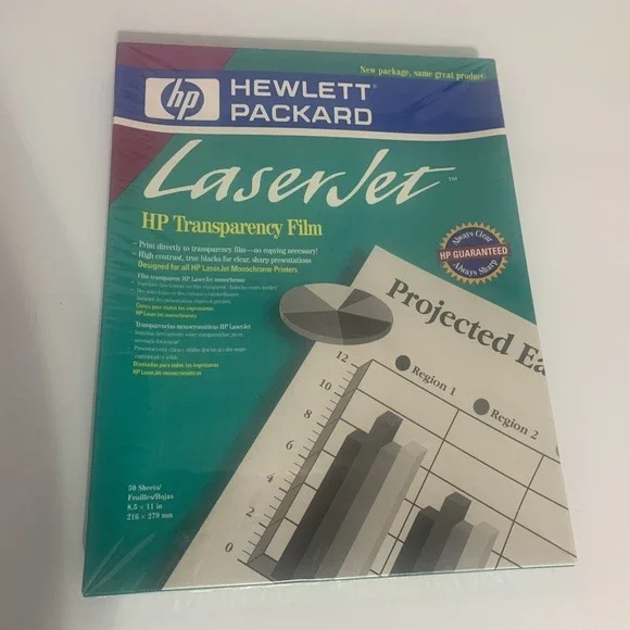 HP LaserJet Monochrome‎ Transparency Film 50 Sheets 8.5x11 92296T New