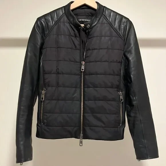 Emporio Armani quilted leather moto jacket