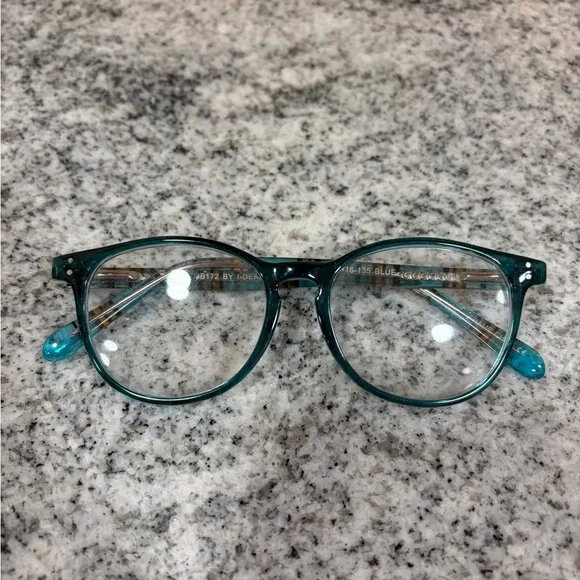 Kids Blue Transparent Round Fashion Eyeglasses