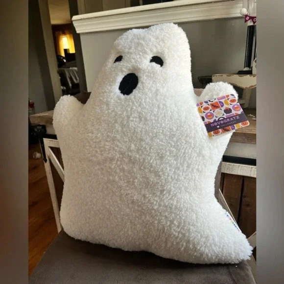 Novogratz Halloween Ghost Sherpa Plush Throw Pillow NWT 21”