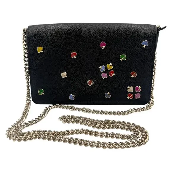 Kate Spade Crossbody Bag Wallet Margaux Enamel Spade Slim Continental Black