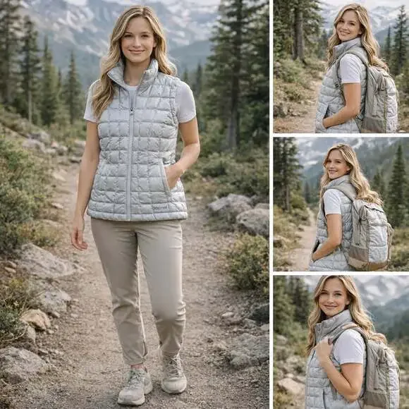 Marmot Aruna 600 Fill Down Vest Womens Small Gray Lightweight Puffer Zip
