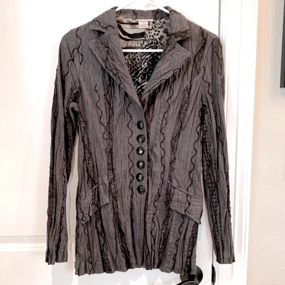 Alberto Makali Ness Black Faux Suede Sequin Blazer Jacket Size Medium