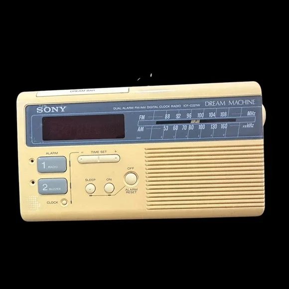 Sony Dream Machine Dual Alarm Digital Clock Radio ICF-C221W Vtg Beige Tested