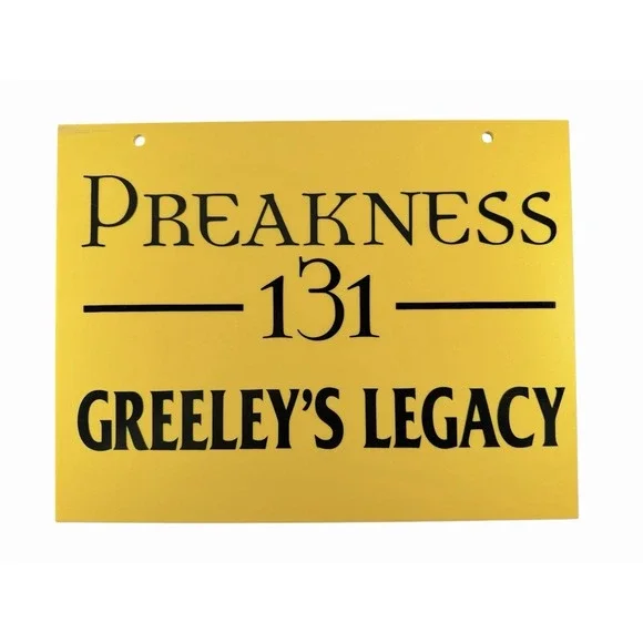 Preakness 131 Greeley's Legacy Horse Stall Sign Unique Collectable Pimlico