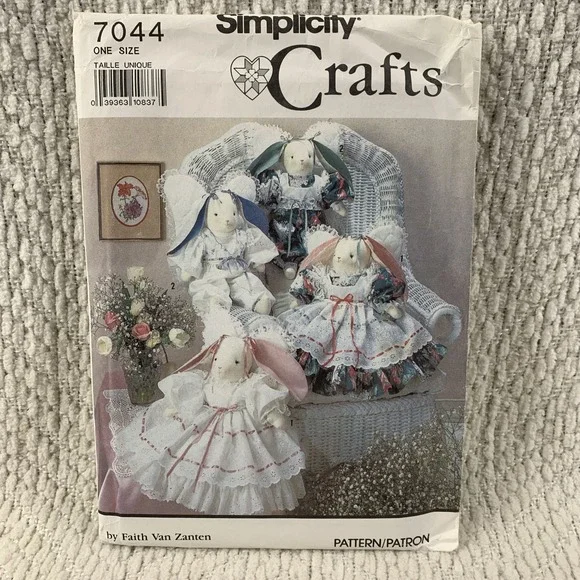 Simplicity Crafts Sewing Pattern 7044 Rabbits Bunnies Clothes Angels 18