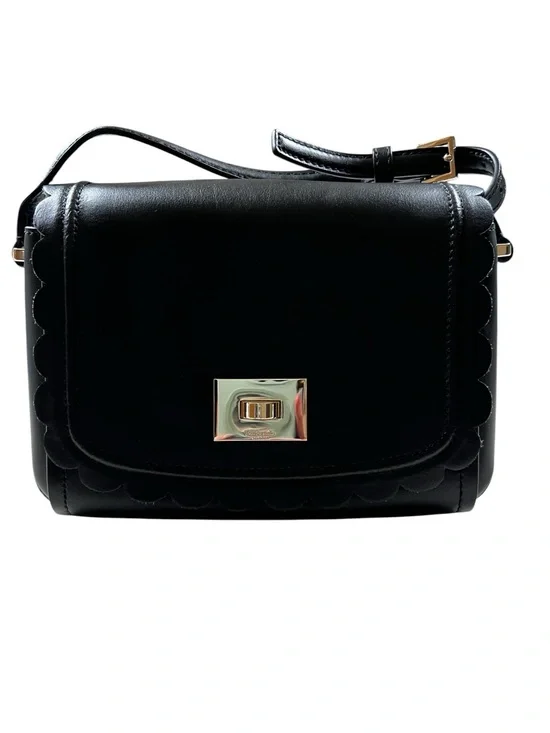 VGC Kate Spade Black Leather Maple Court Zani Lock Scalloped Purse Crossbody