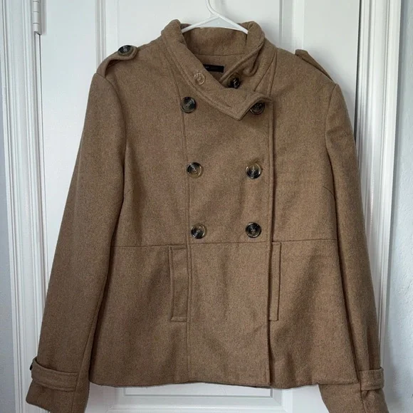 Robert Louis Women's Double-Breasted Camel Brown Peacoat
